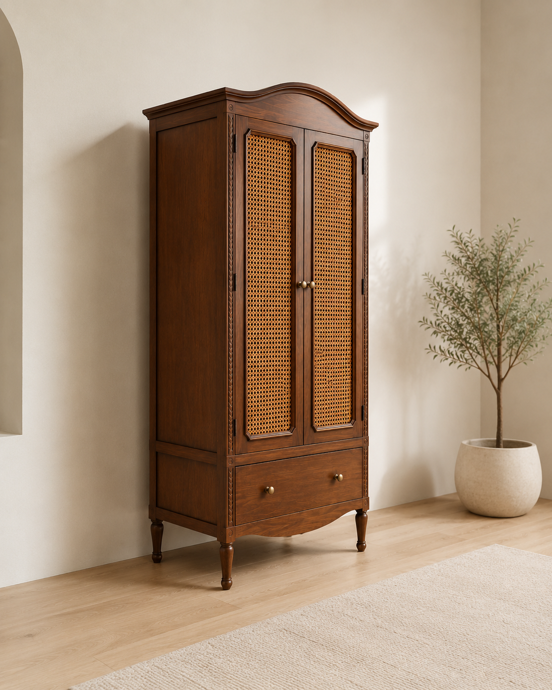 Solid Wood Cane Storage Cabinet