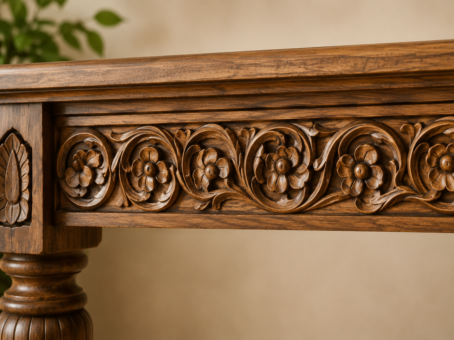 Aarunya Hand-Carved Solid Wood Console Table