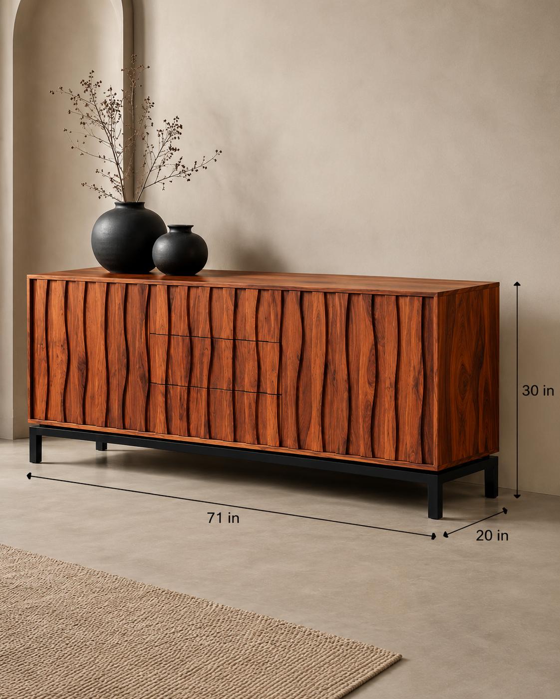 Verona Fluted Solid Wood Sideboard