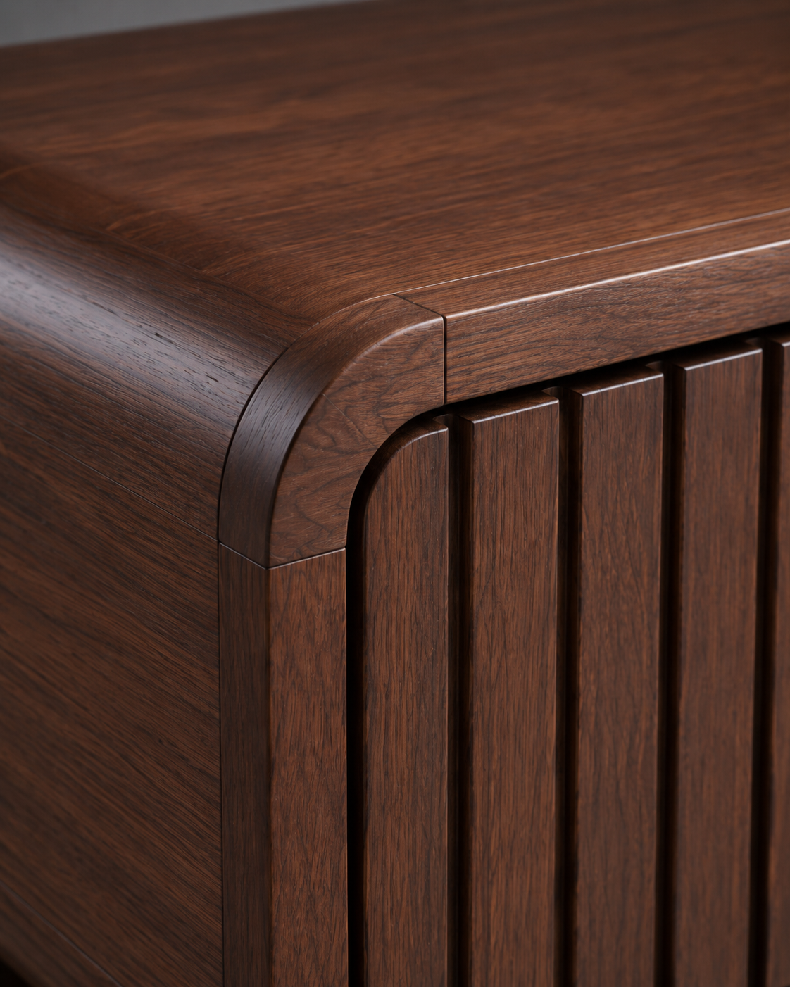 Modern Solid Wood Fluted Bedside Table with 2 Drawers