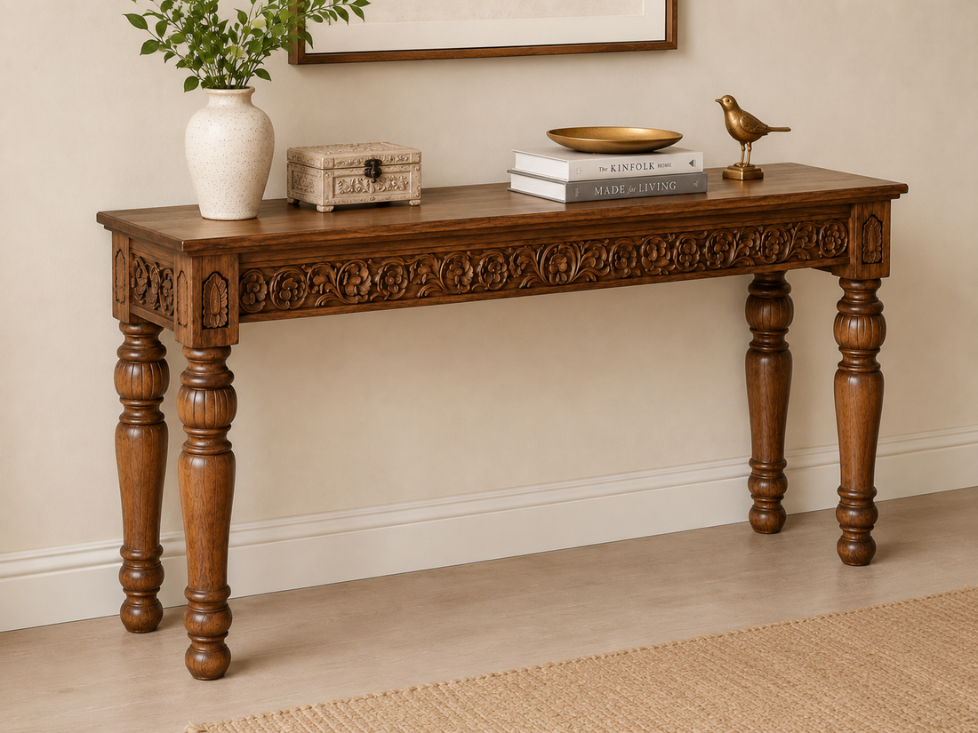 Aarunya Hand-Carved Solid Wood Console Table