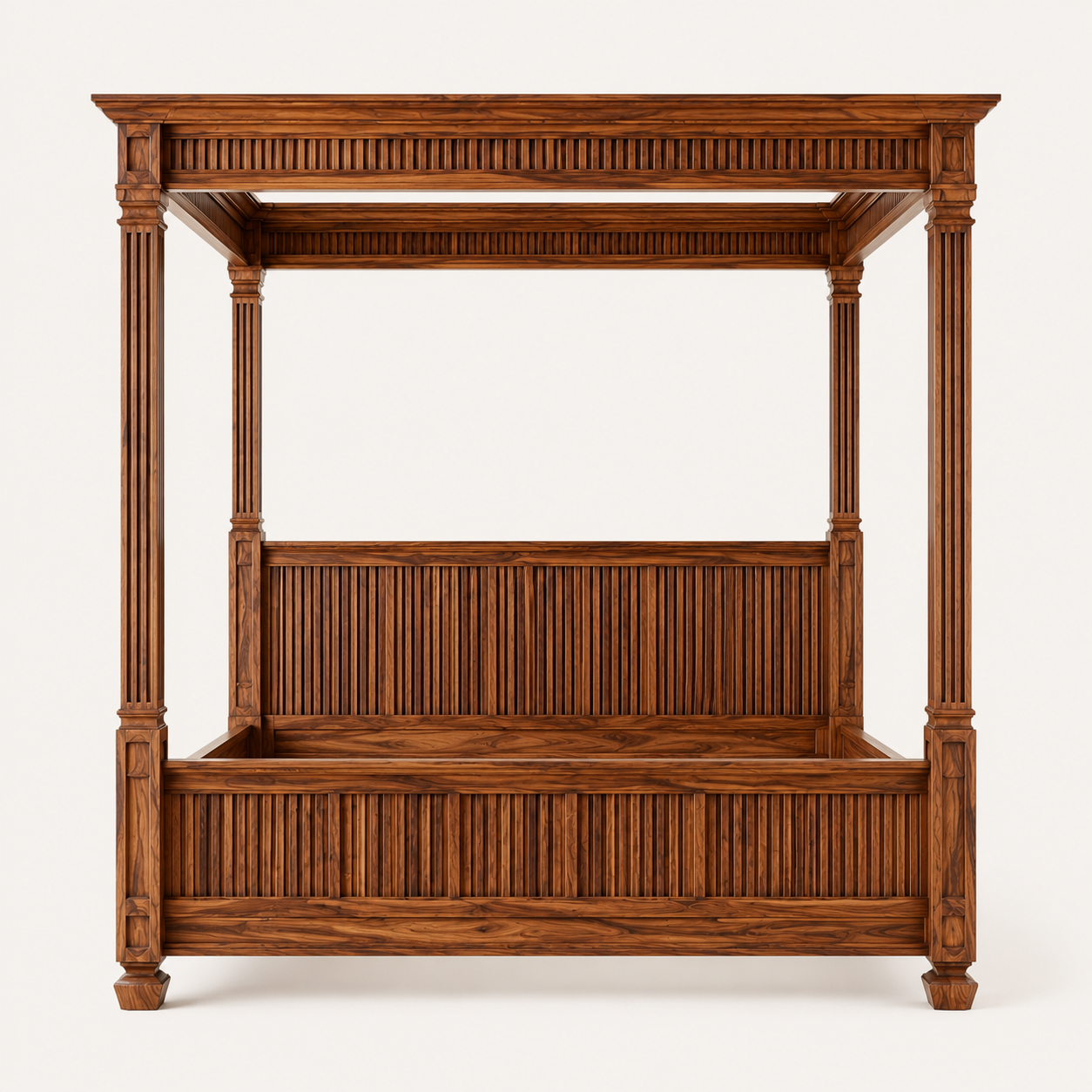 Modern Slatted Canopy Bed