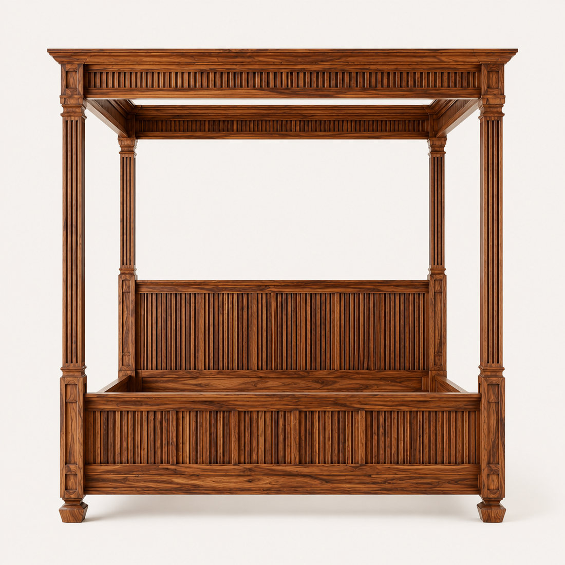 Modern Slatted Canopy Bed