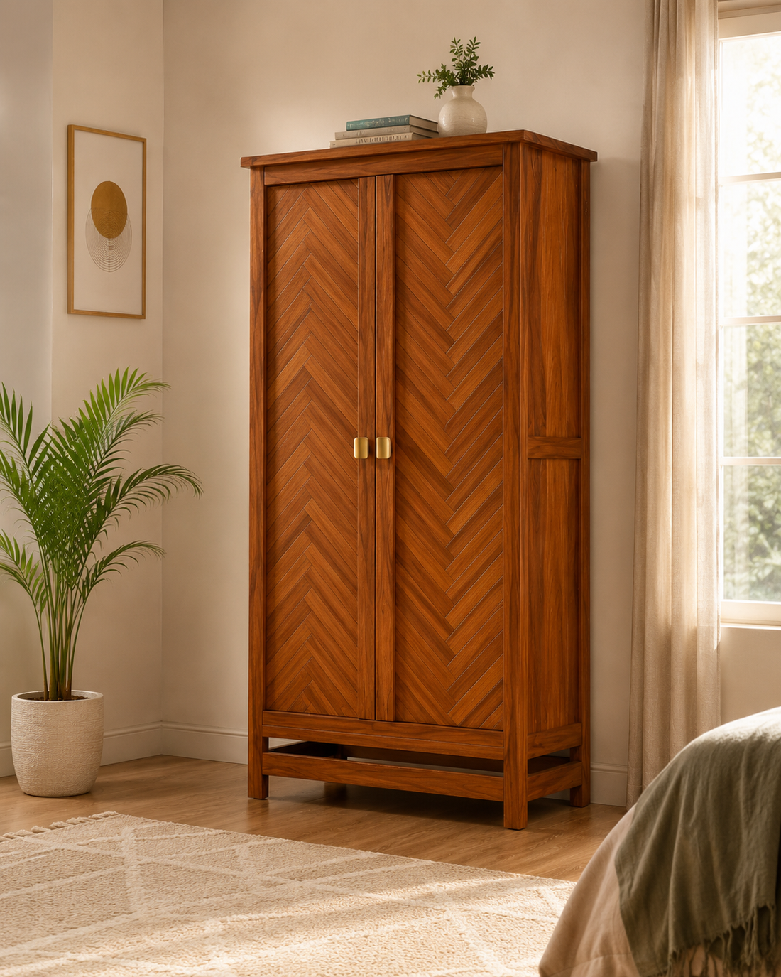 Solid Wood Herringbone Wardrobe