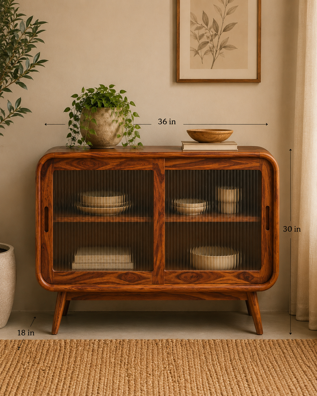 Aurora Solid Wood Crockery Cabinet