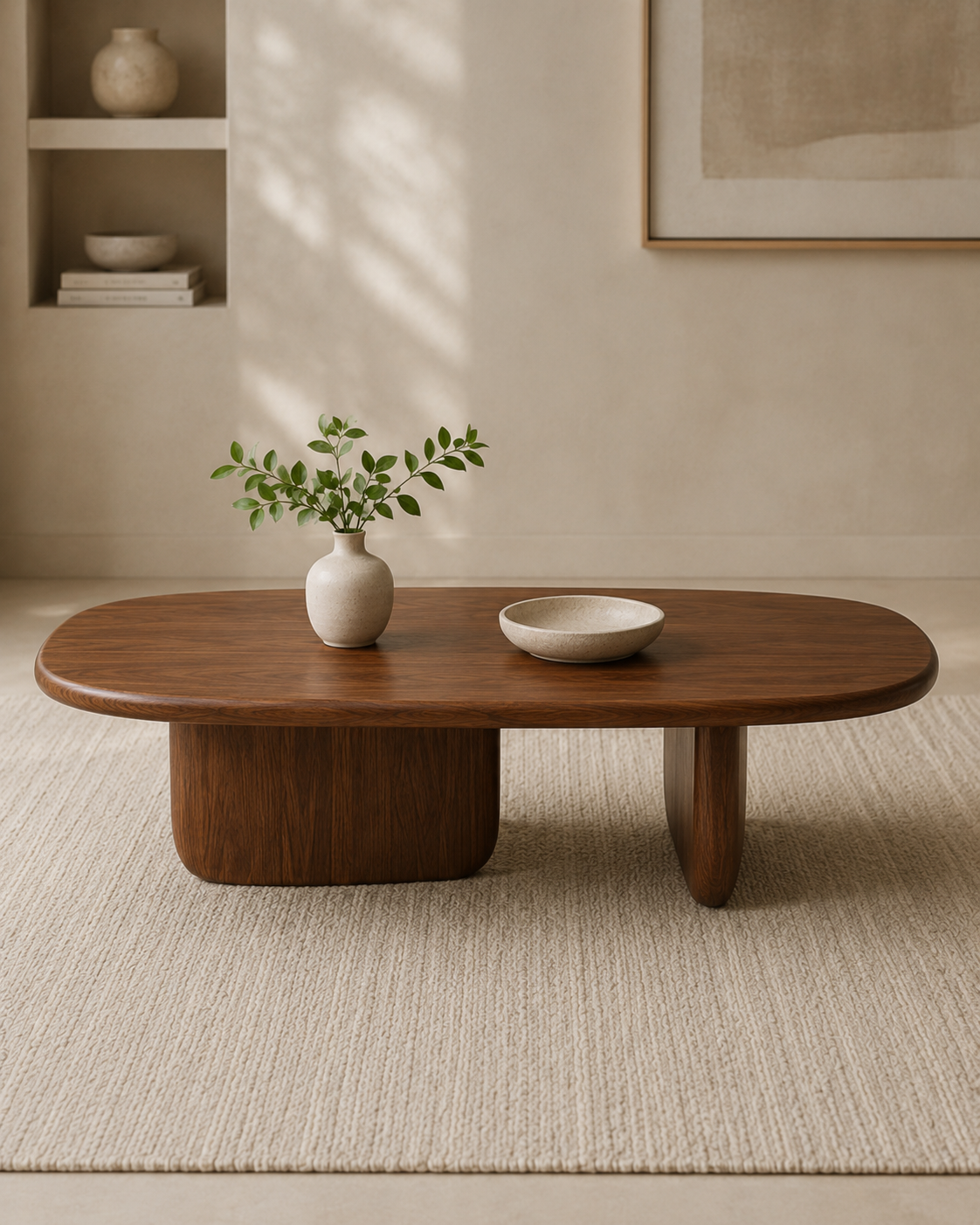 Elara Sculpted Solid Wood Coffee Table