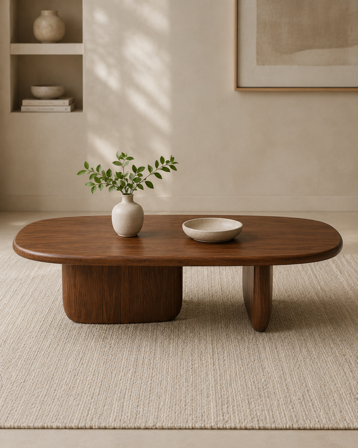 Elara Sculpted Solid Wood Coffee Table