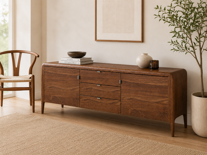 Nordic Curve Solid Wood Sideboard