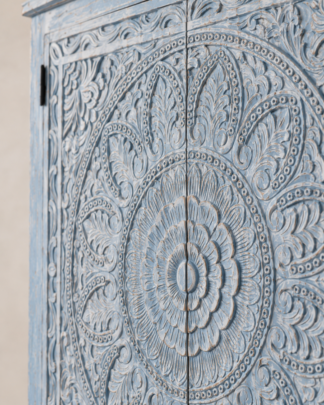 Azure Mandala Hand-Carved Wardrobe