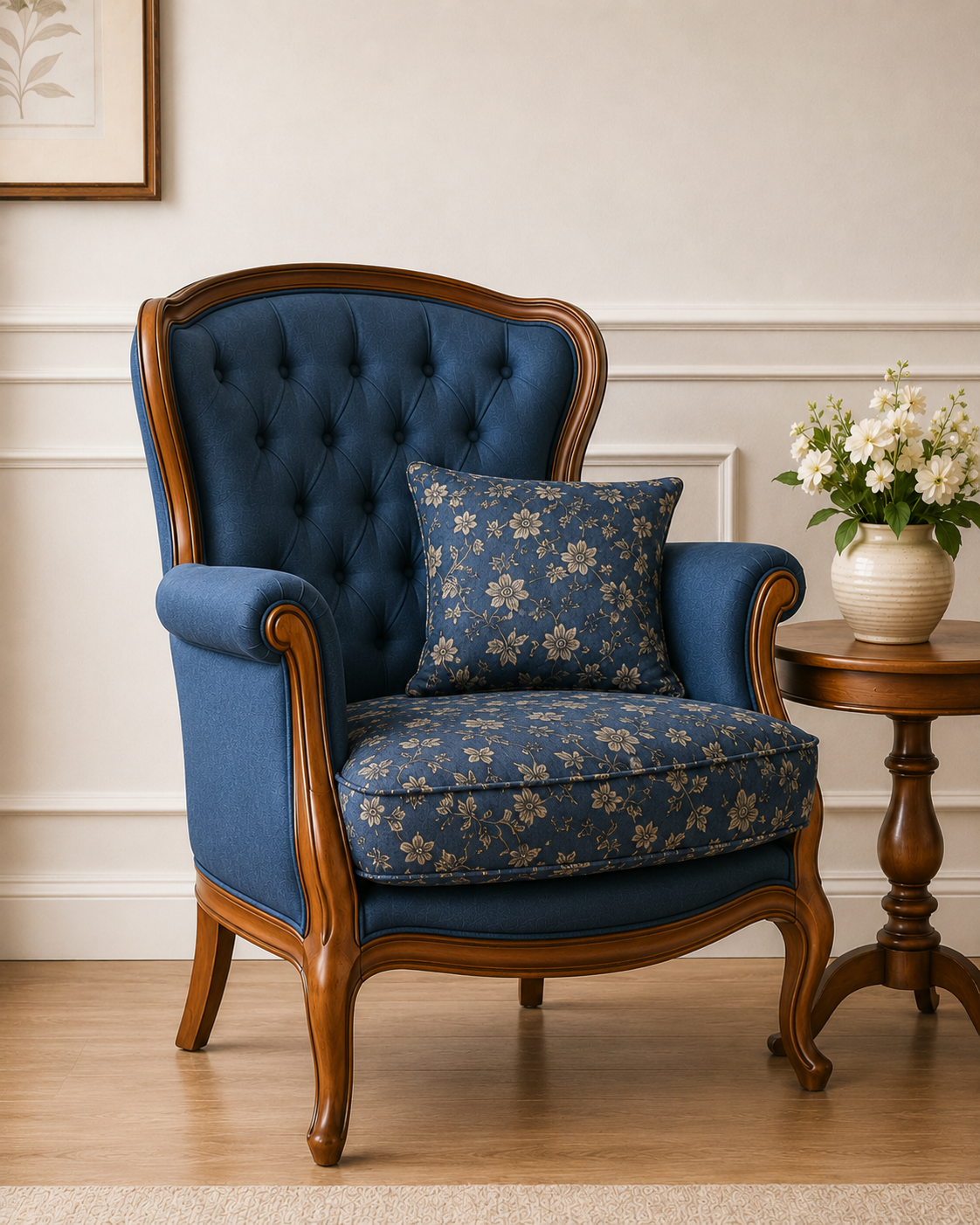 Classic Tufted Blue Lounge Chair