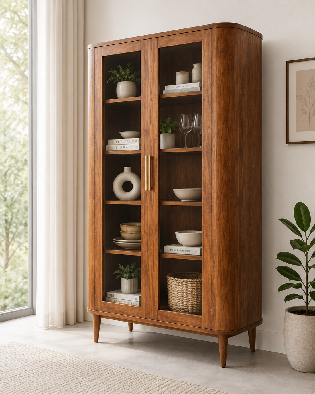 Aurelia Solid Wood Glass Display Crockery Cabinet