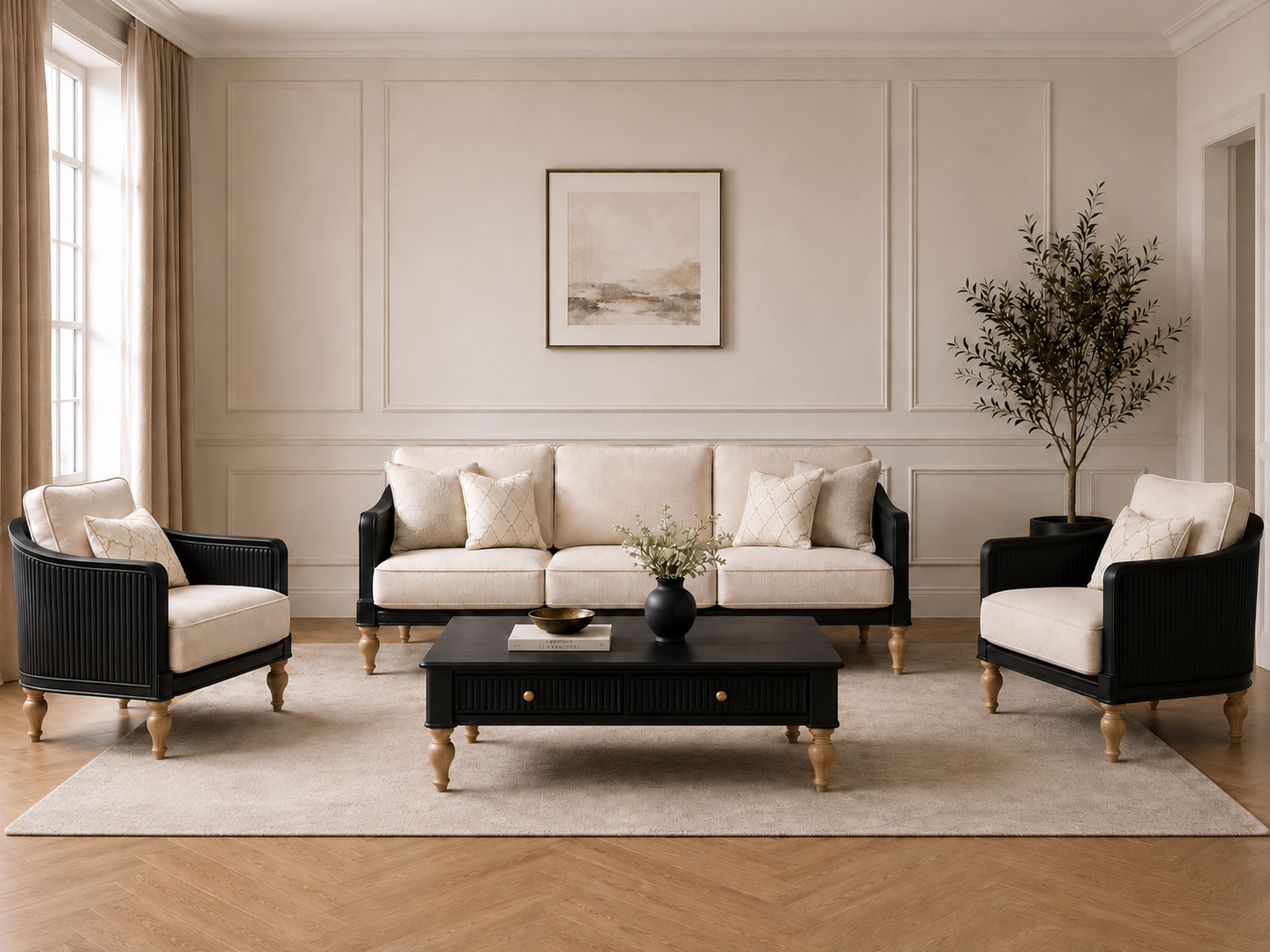 Modern Luxury Living Room Sofa Set (3+1+1)