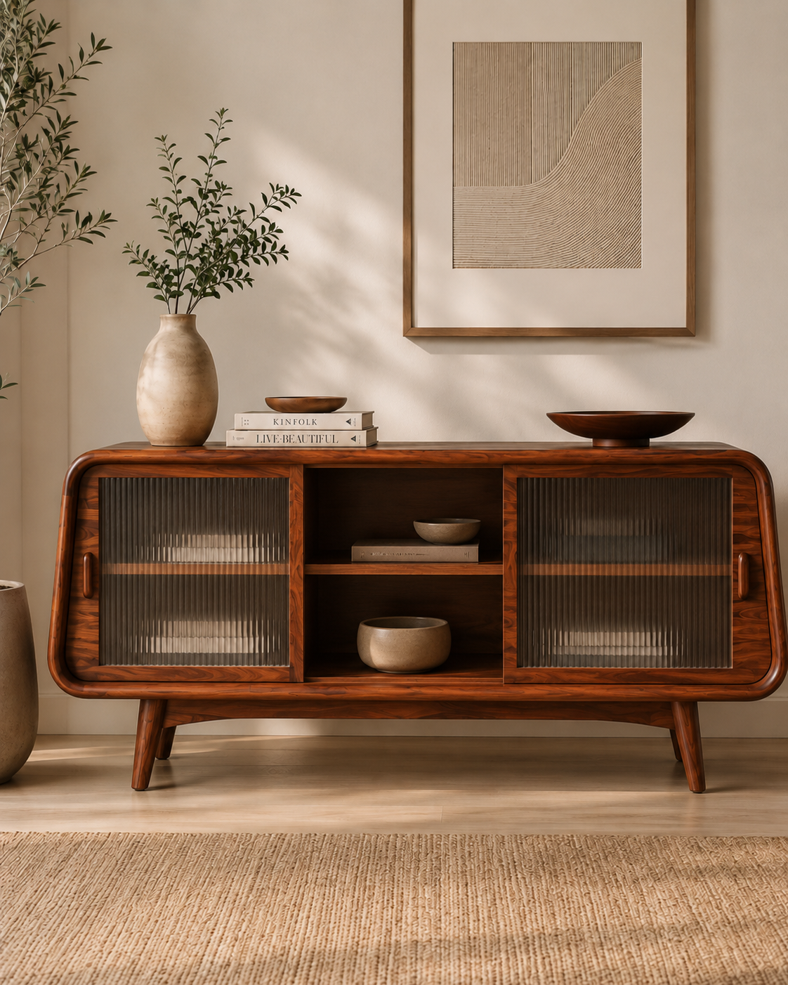Nordic Glass Door TV Unit