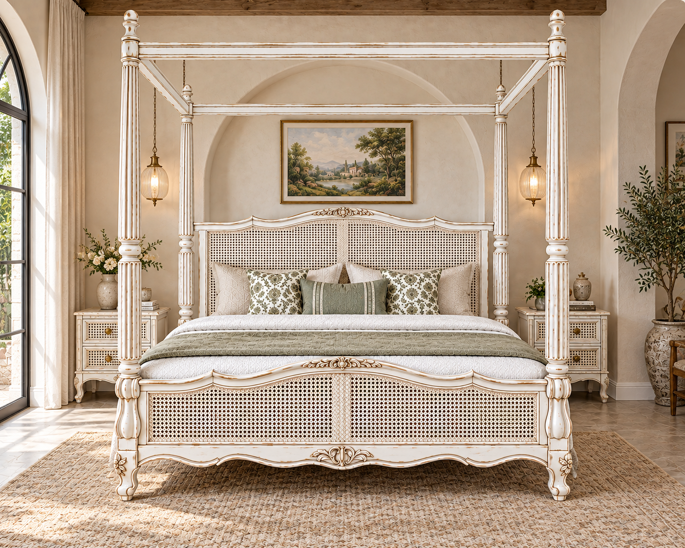 : Royal Haven Heritage Four Poster Cane Bed