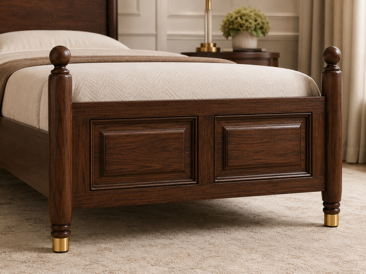 Heritage Solid Wood Single Bed with Paneled Headboard