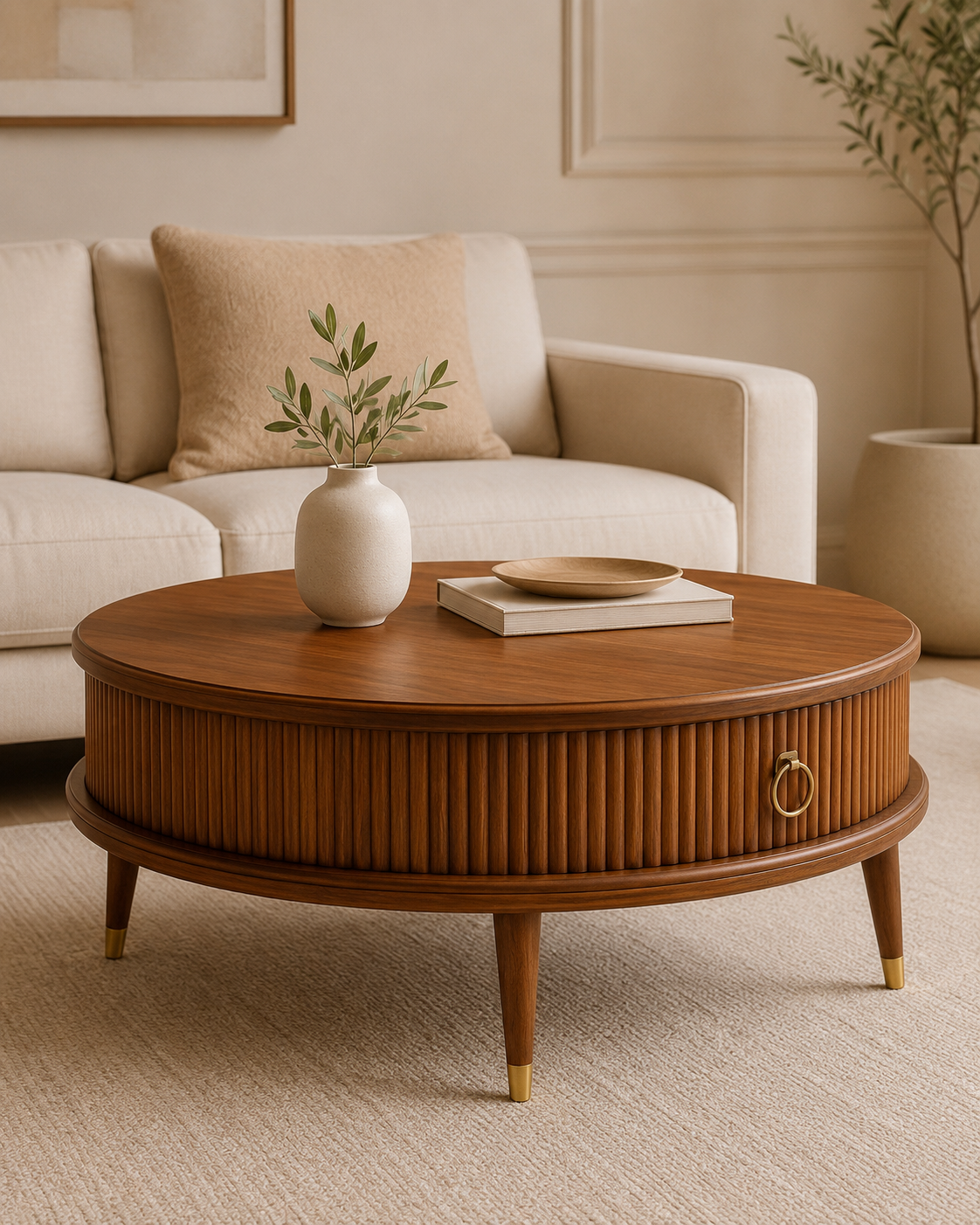 Aurora Fluted Solid Wood Coffee Table