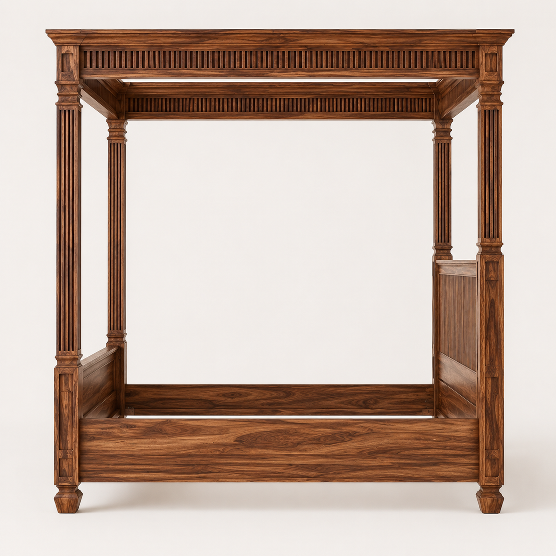 Modern Slatted Canopy Bed