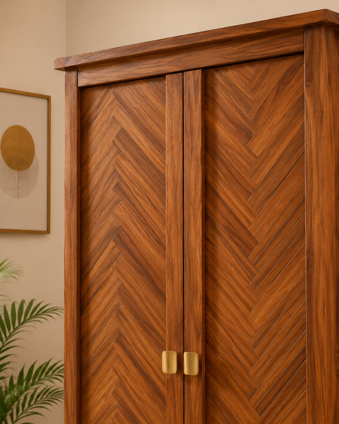 Solid Wood Herringbone Wardrobe