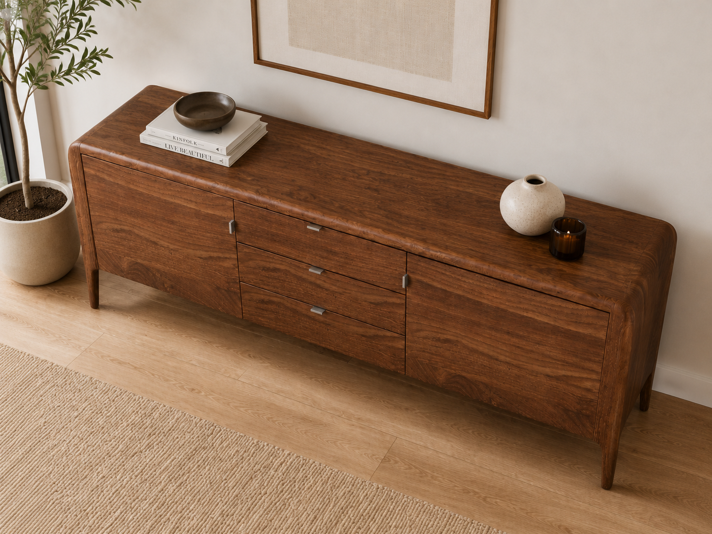 Nordic Curve Solid Wood Sideboard