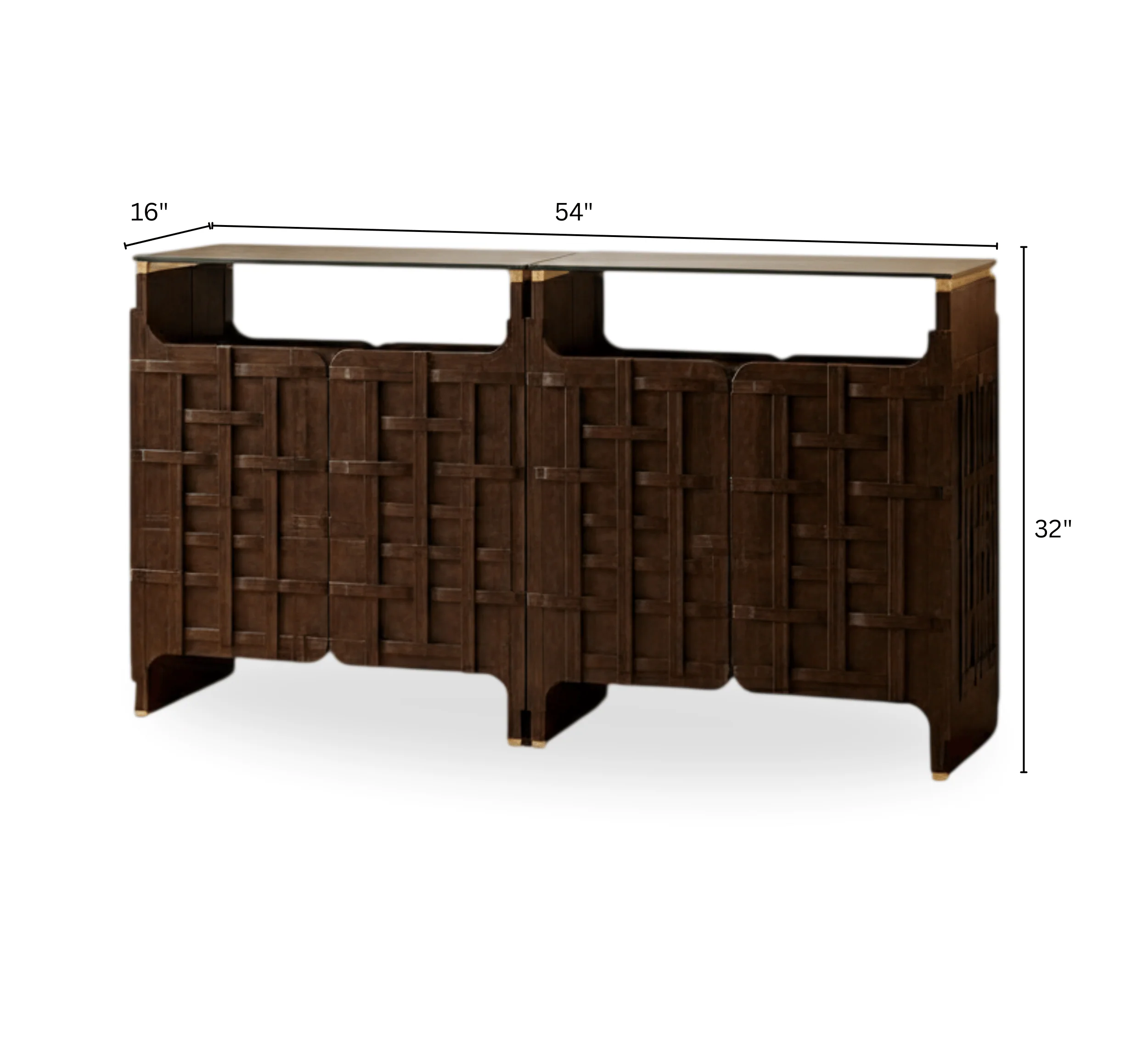 Wooden Glass-Top Console Table