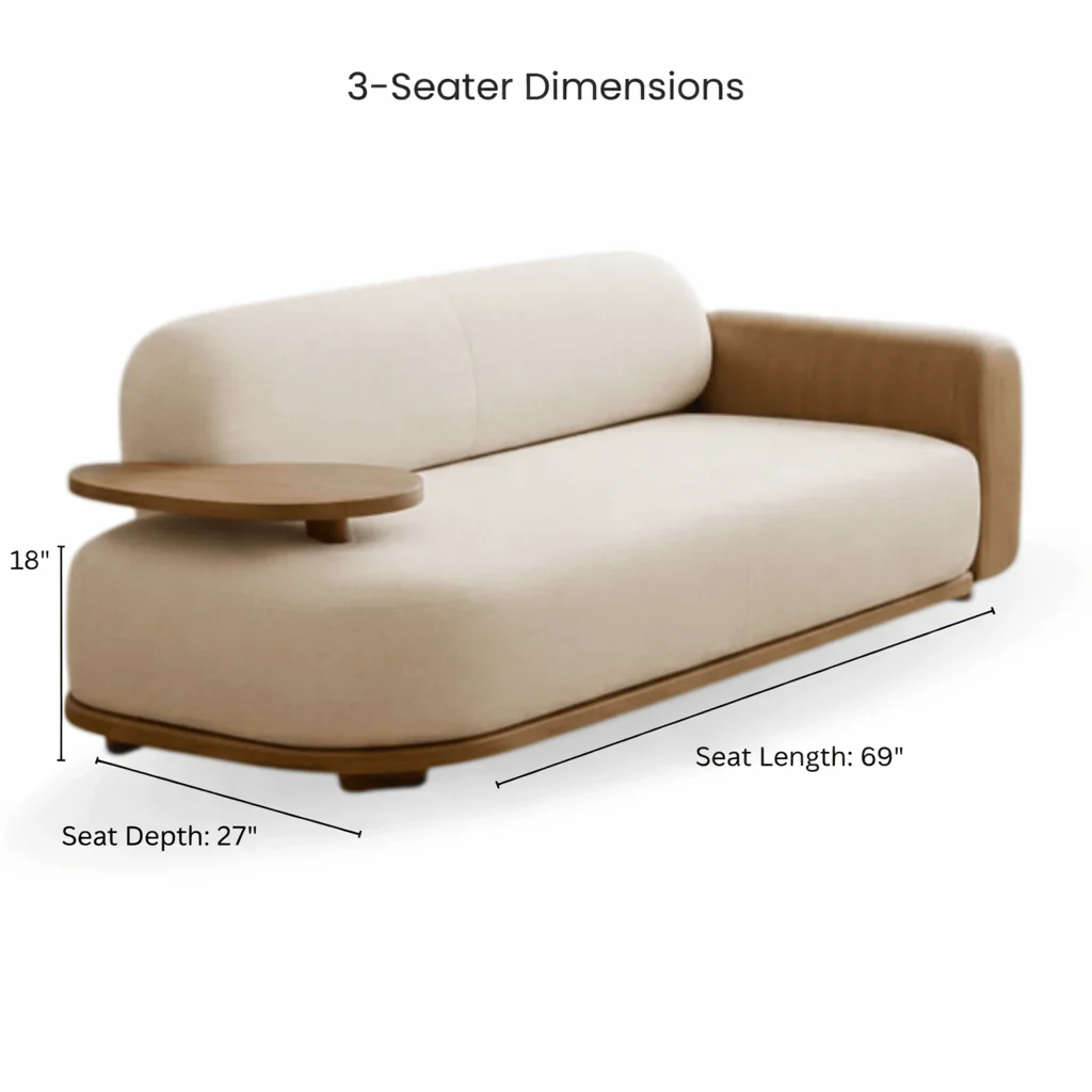 Monte Plush Wooden Upholstered Sofa Set