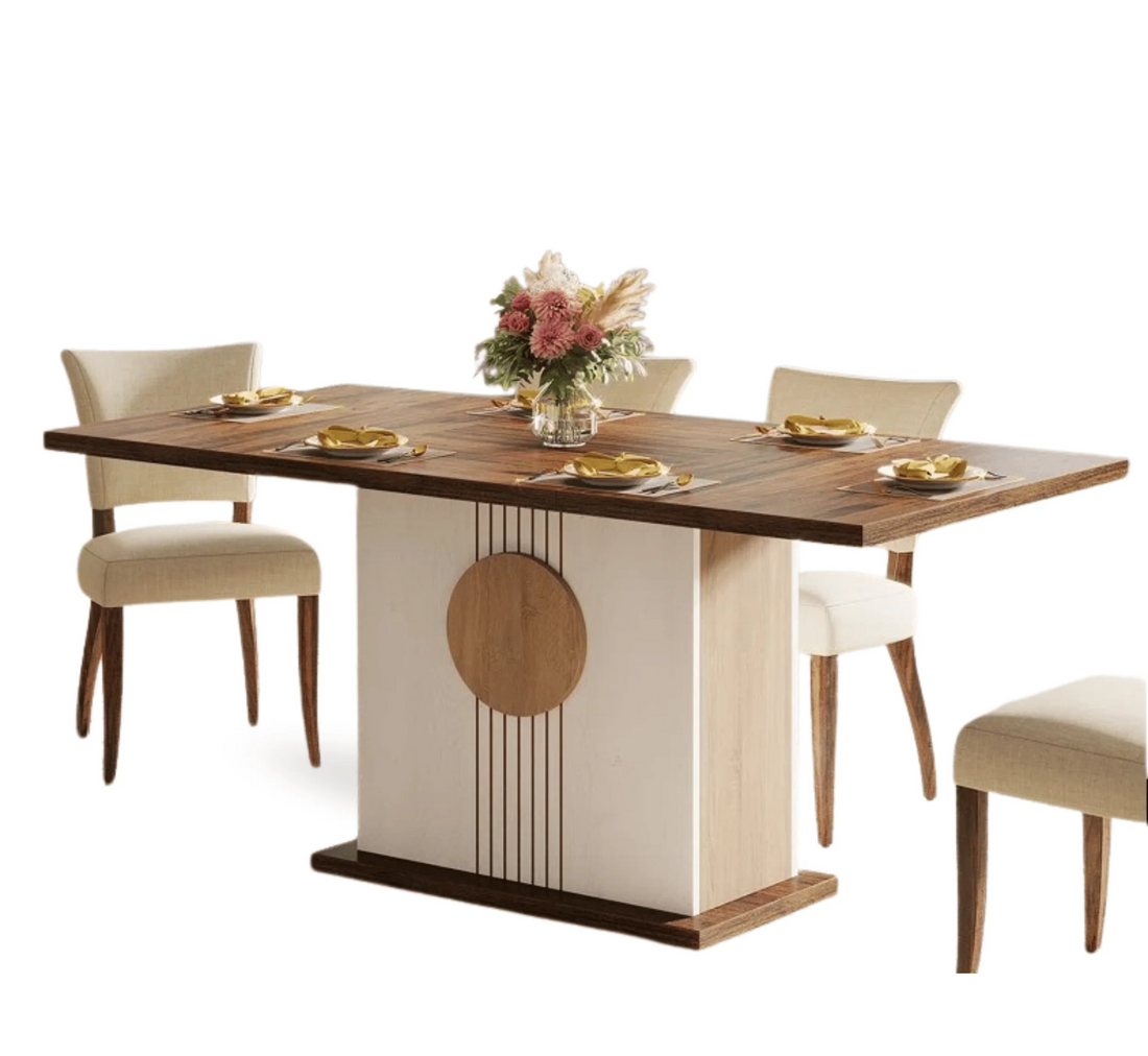 Sunburst Wooden Dining Table Set