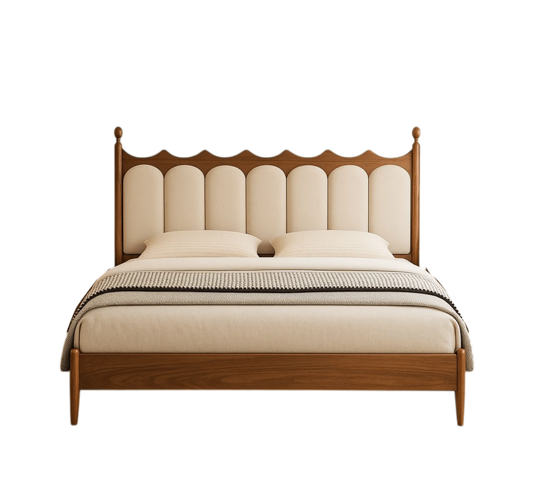 Ellora 100% Solid Wood Upholstered Bed