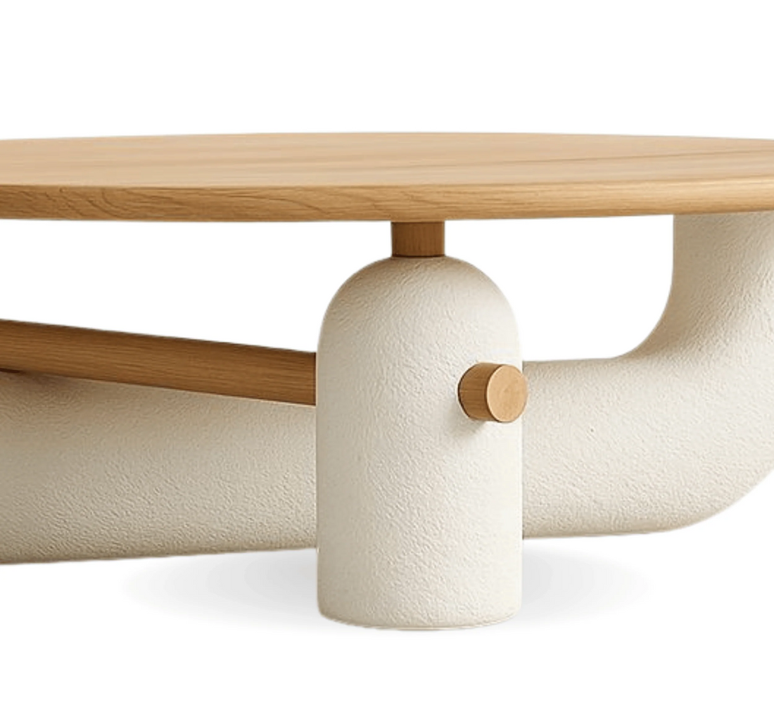 Aurum Round Stone Finish Coffee Table