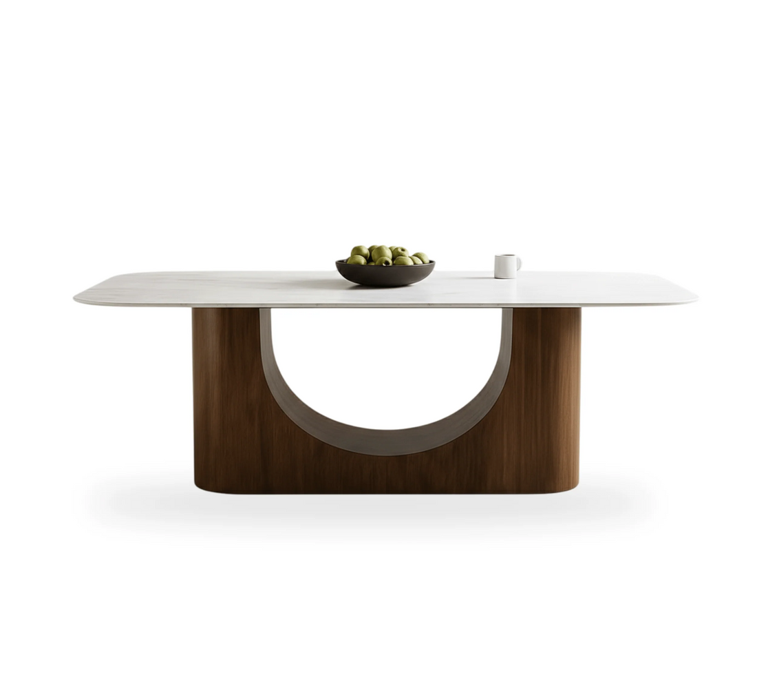 Bruno Marble-Top Wooden Dining Table Set