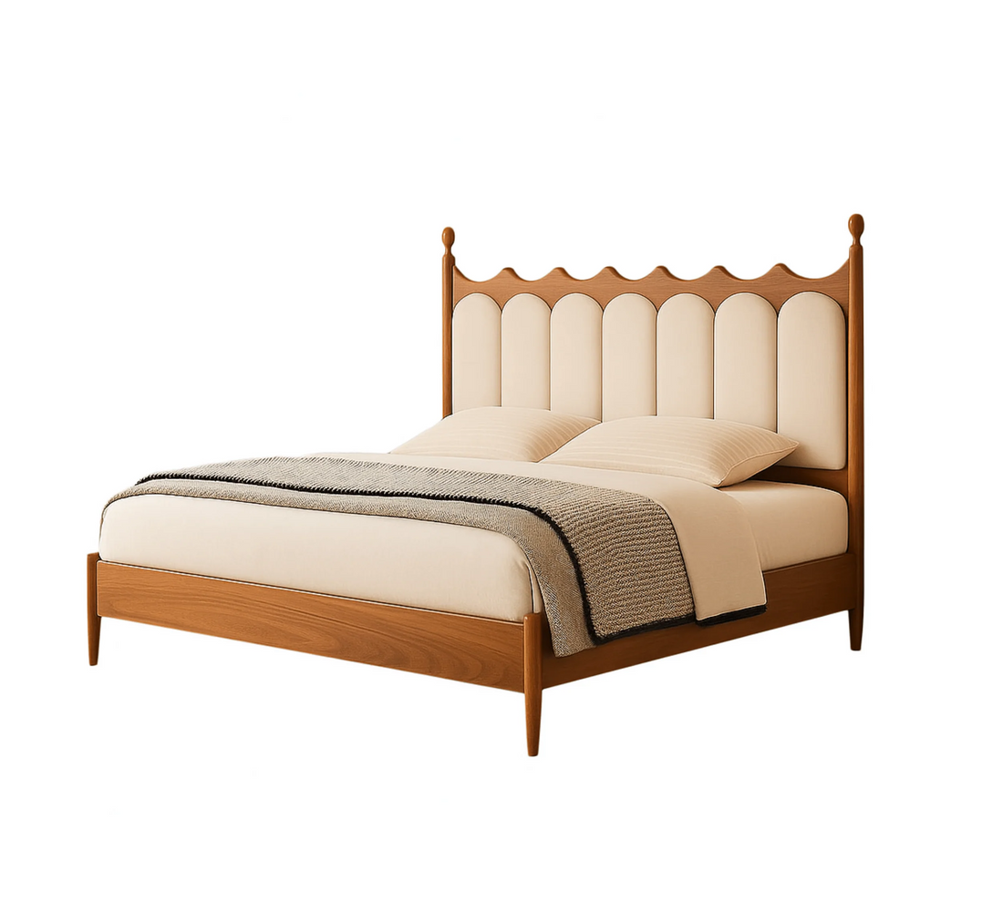 Ellora 100% Solid Wood Upholstered Bed