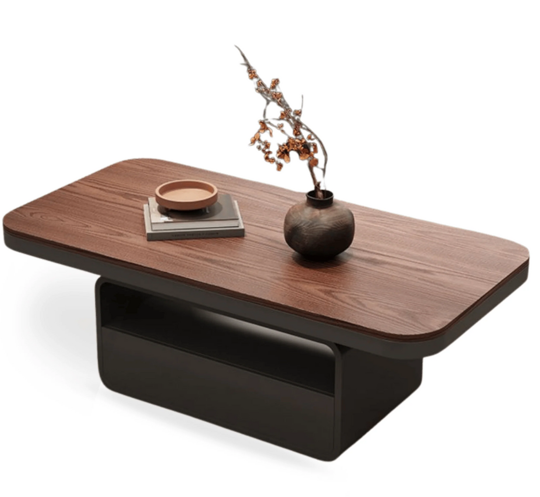 Sibaya Wooden Storage Center Table with wheels