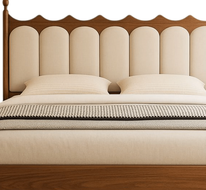 Ellora 100% Solid Wood Upholstered Bed