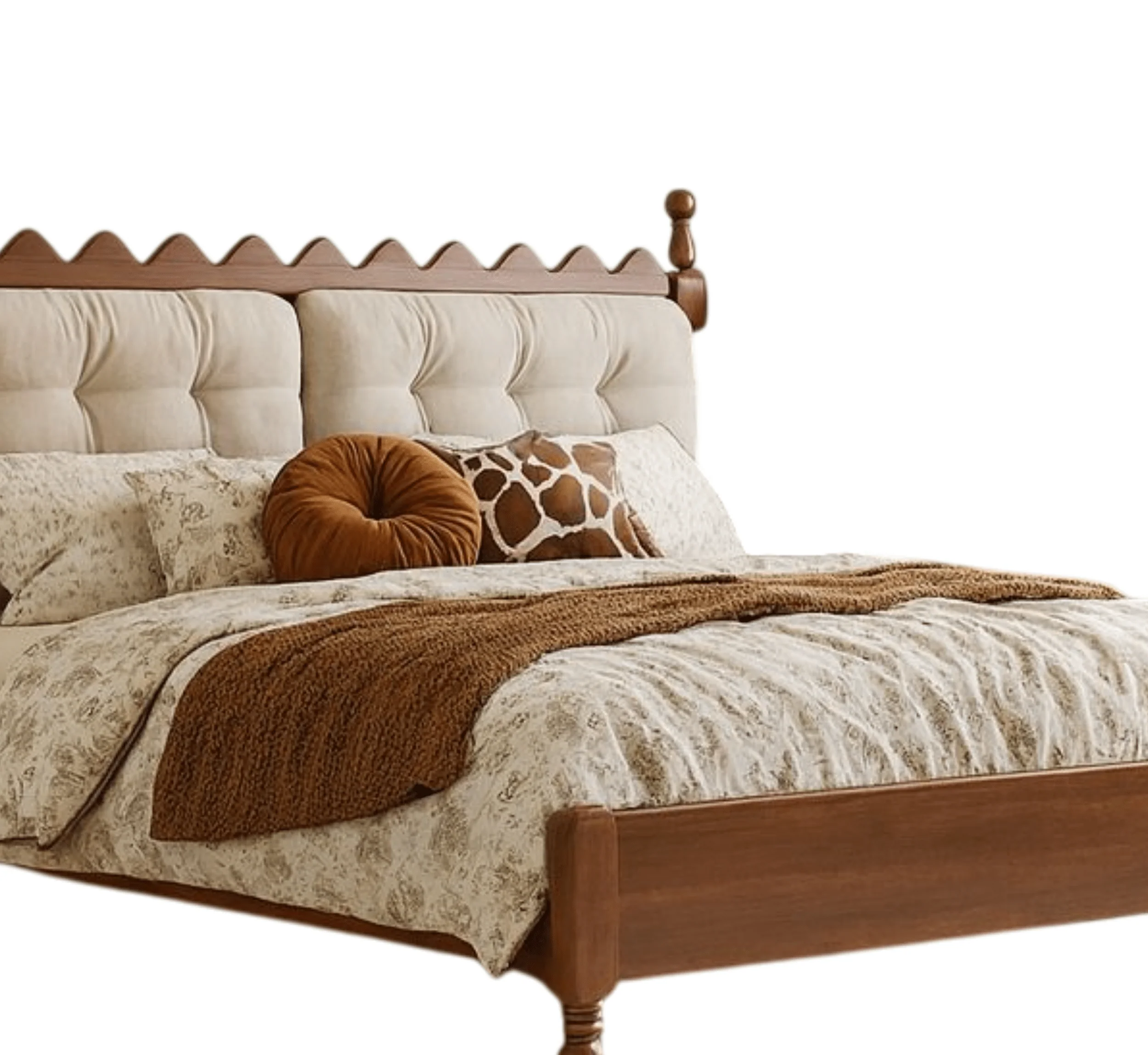 Sevilla 100% Solid Wood Upholstered Bed