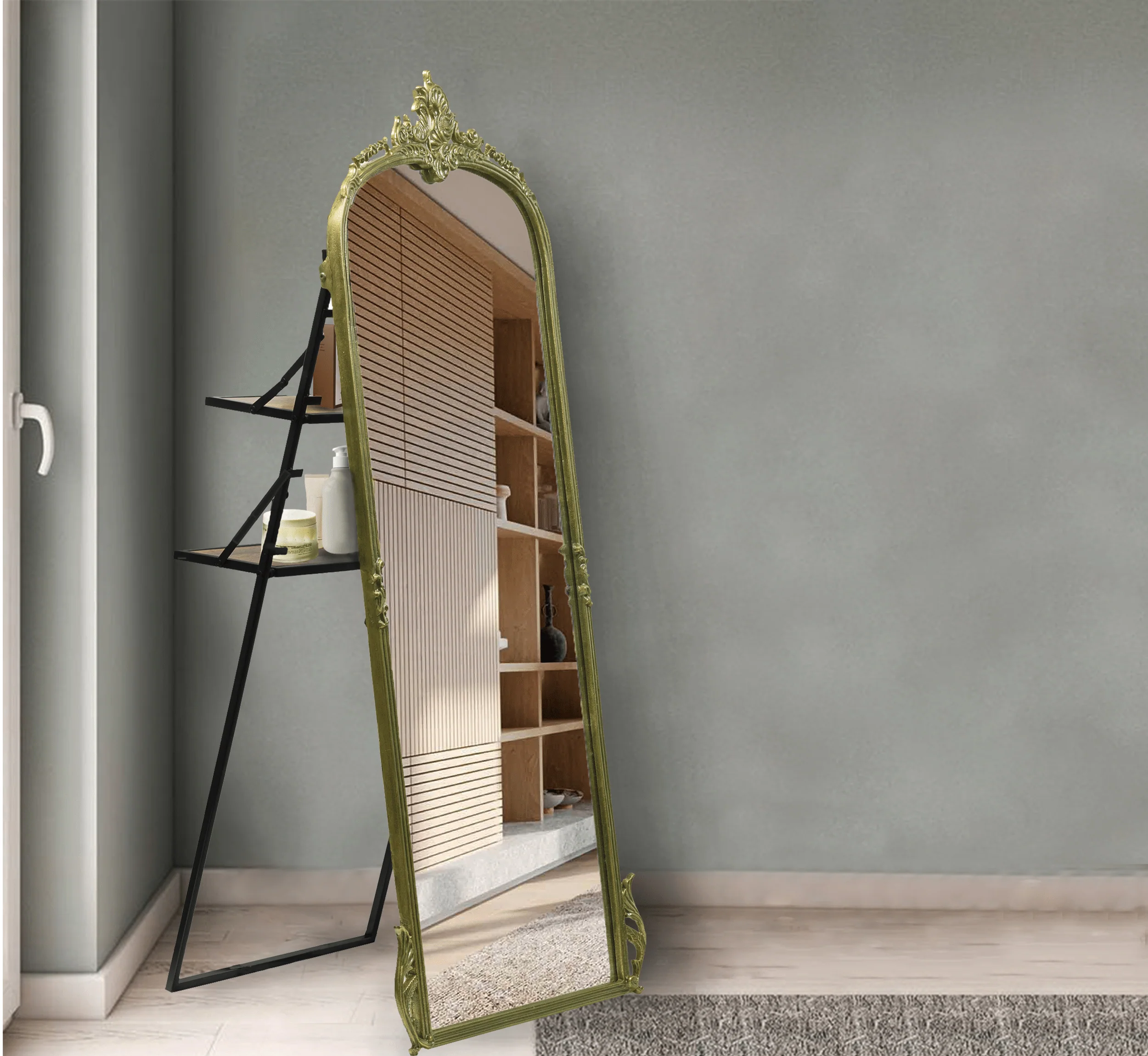 Victorian Arched Full-length Mirror with Stand
