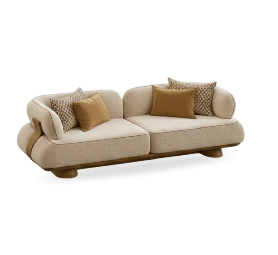 Crest Plush Wooden Upholstered Sofa Set