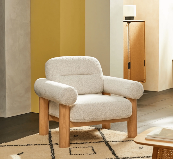 Casa Wooden Plush Armchair
