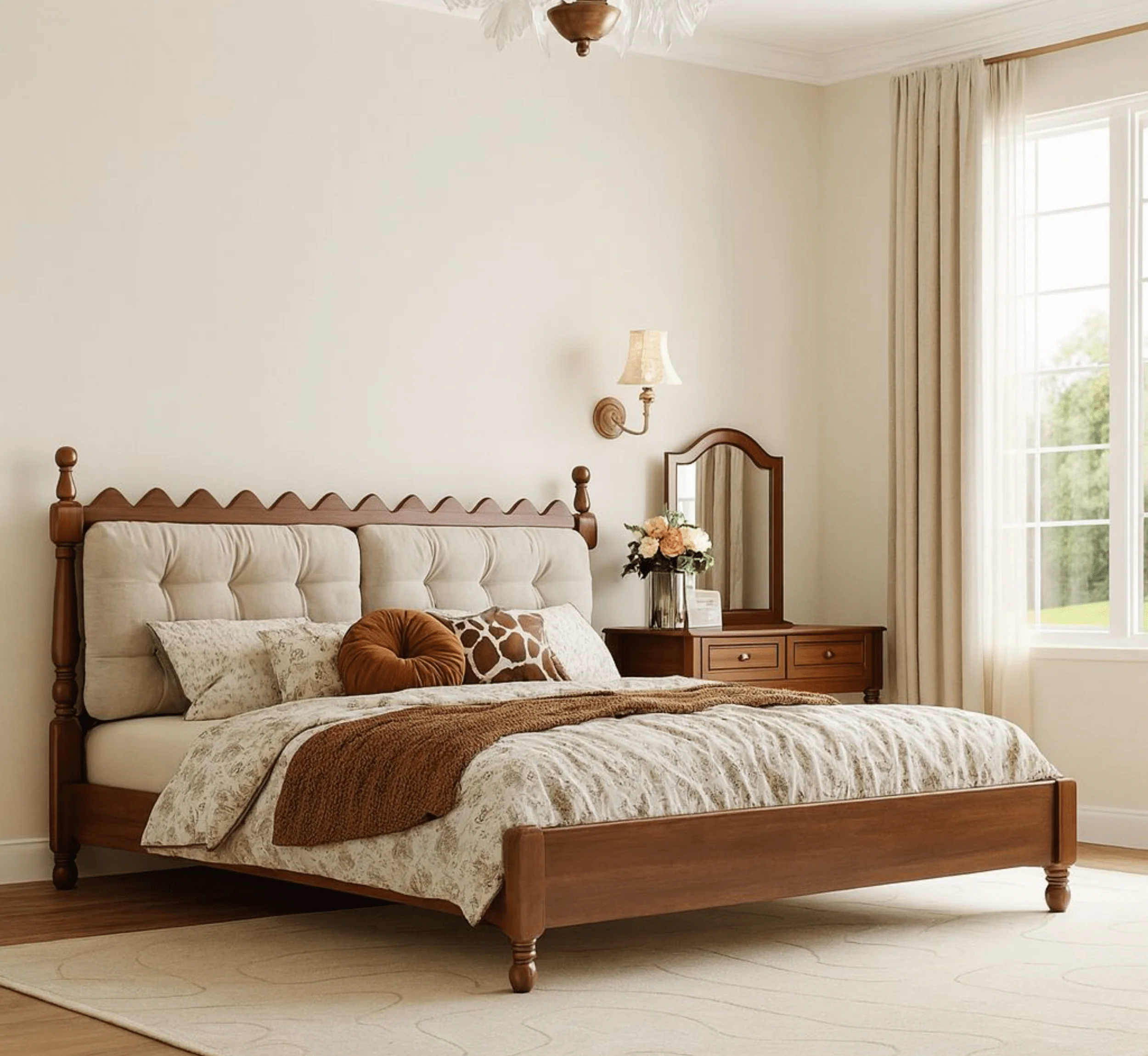 Sevilla 100% Solid Wood Upholstered Bed