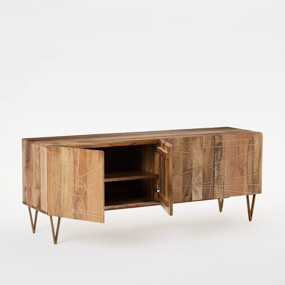 Ambrose Brass Geo Inlay Media Console