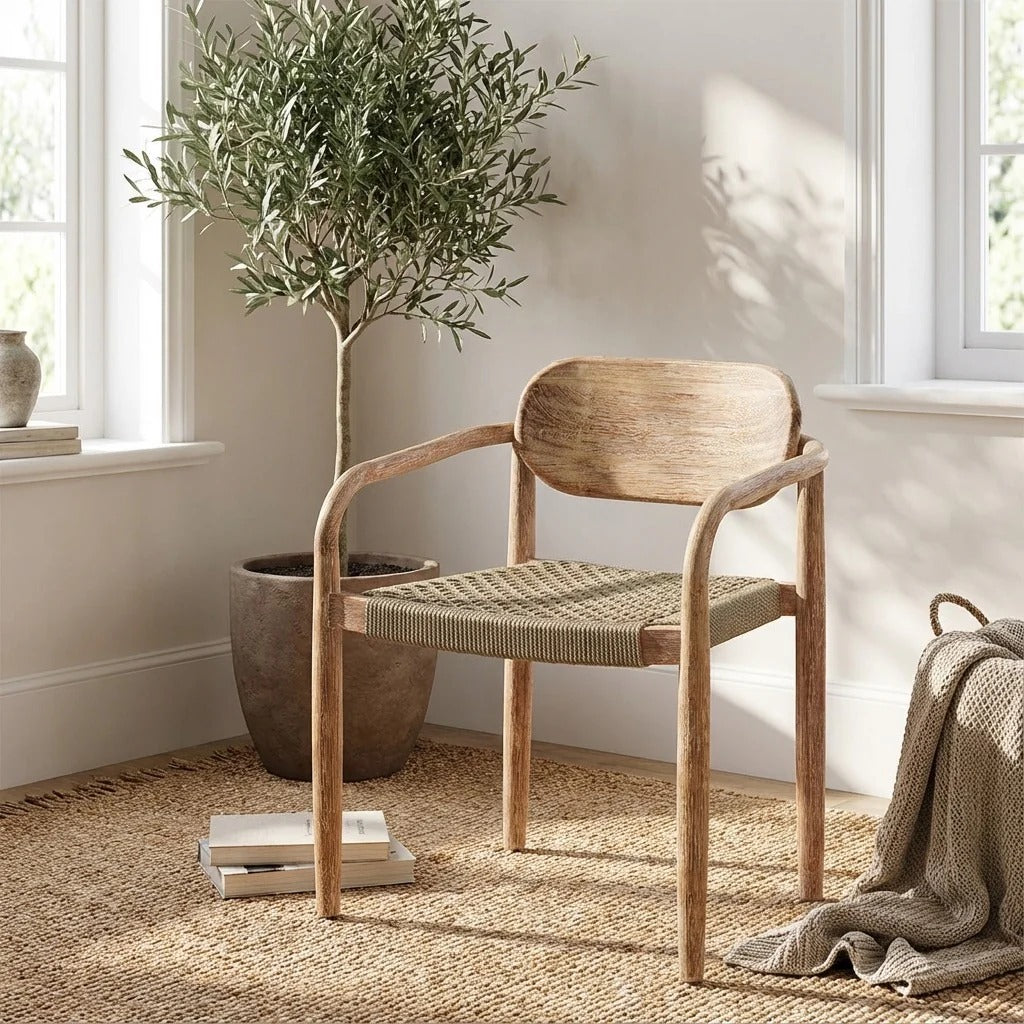 Gatlin Wooden Dining Chair with Armrests