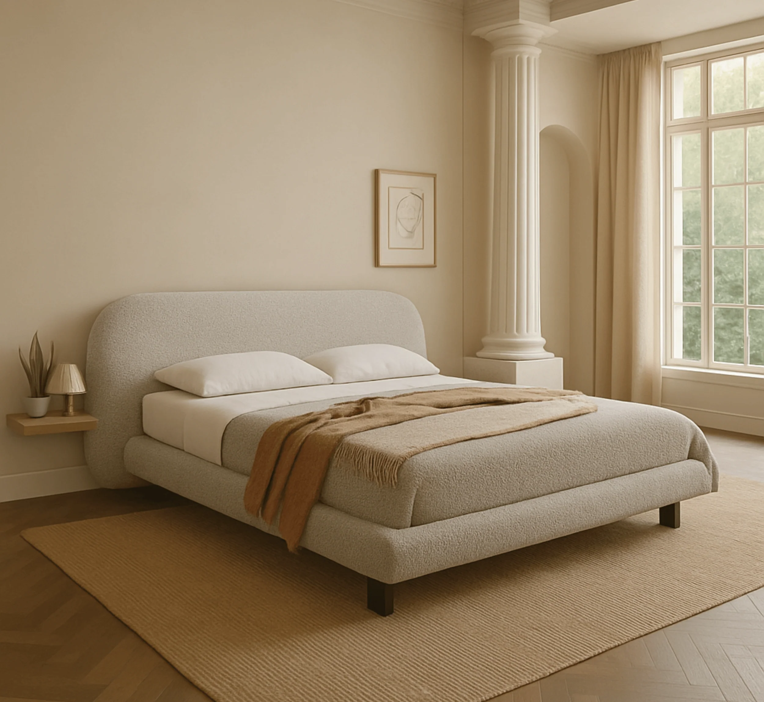 Plush Solid Wood Upholstered Bed