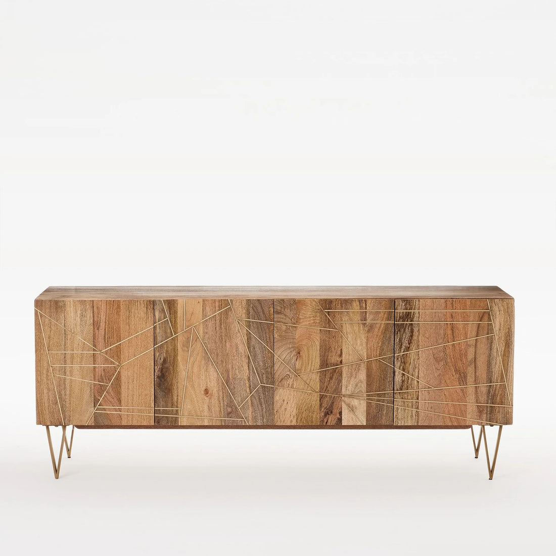 Ambrose Brass Geo Inlay Media Console