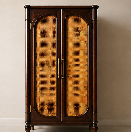 Solid Wood Cane Arch Wardrobe