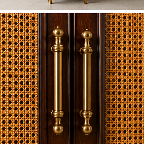 Solid Wood Cane Arch Wardrobe