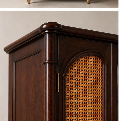 Solid Wood Cane Arch Wardrobe